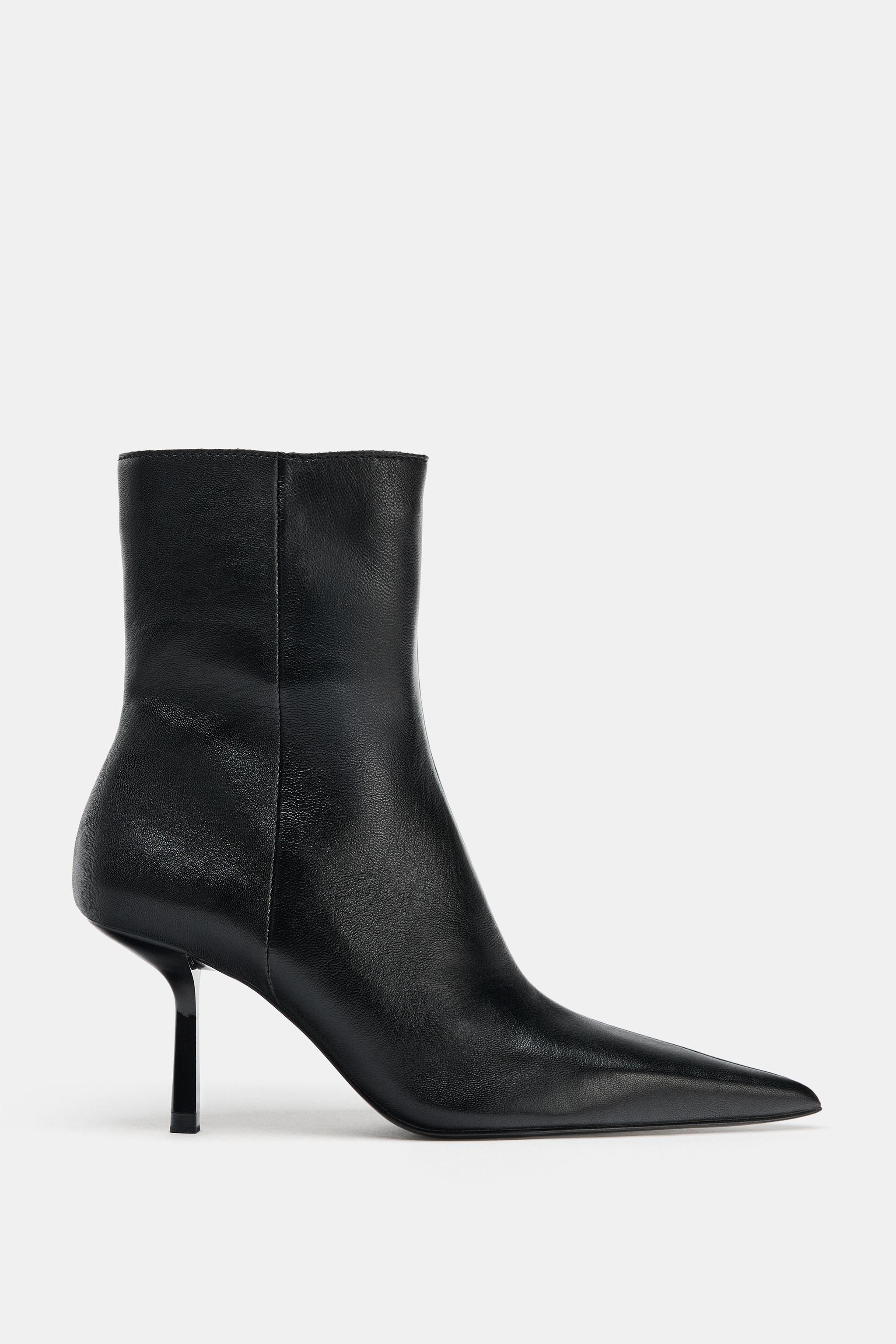 LEATHER HEELED ANKLE BOOTS